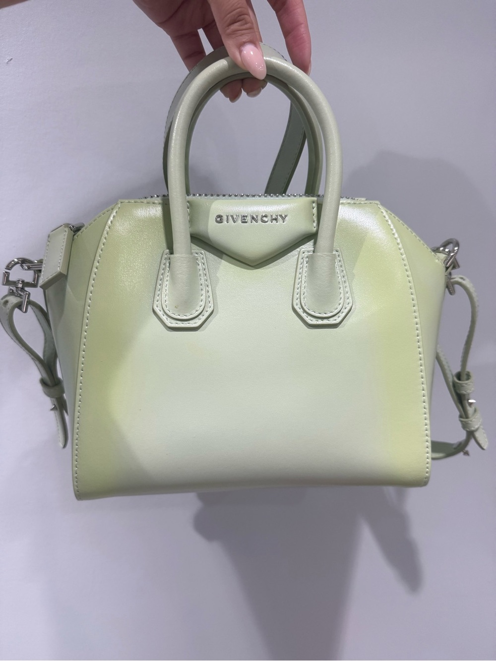 Givenchy Light Green Mini Satchel with Silver Hardware
